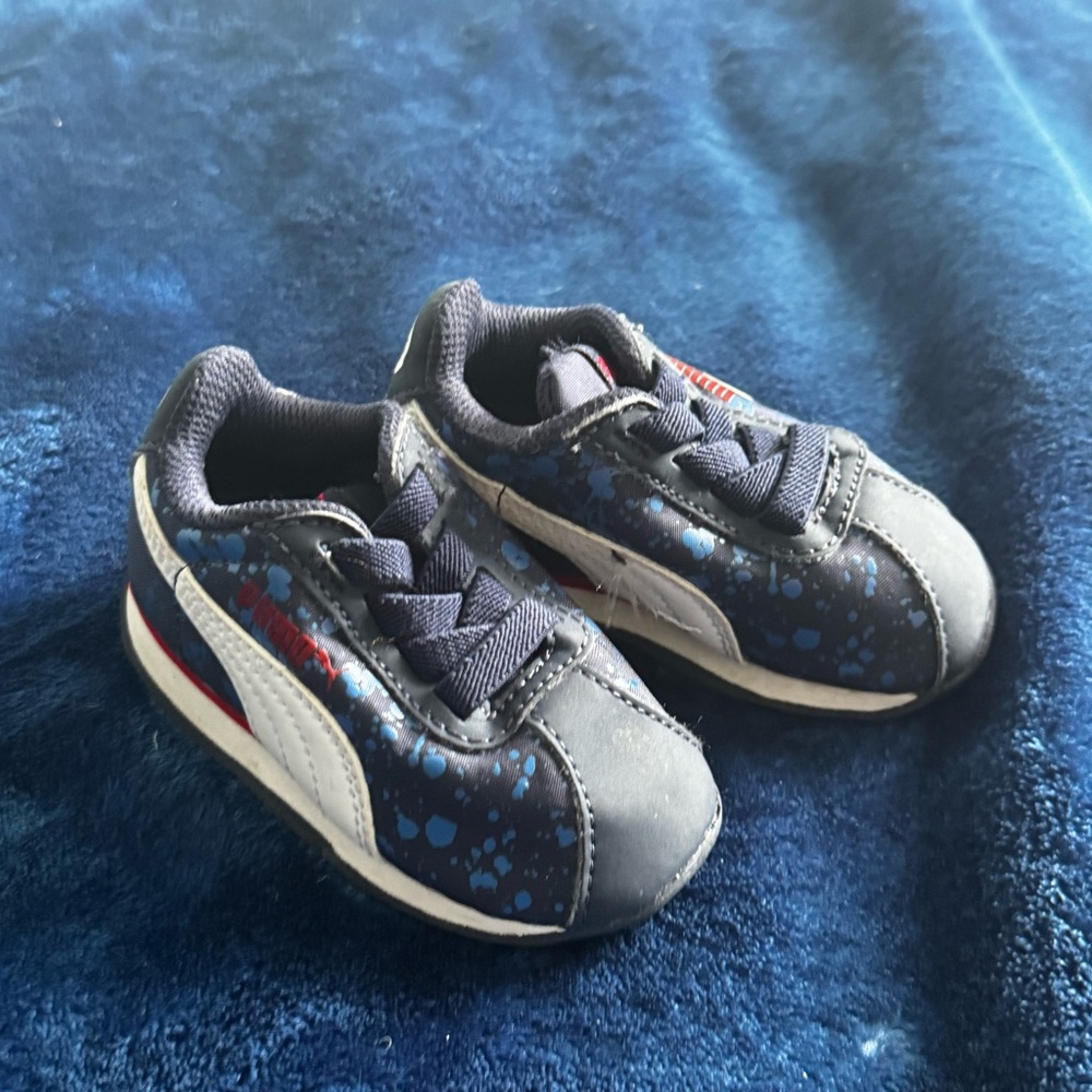PUMA Toddler Sneakers 4C Navy White Paint Splatter